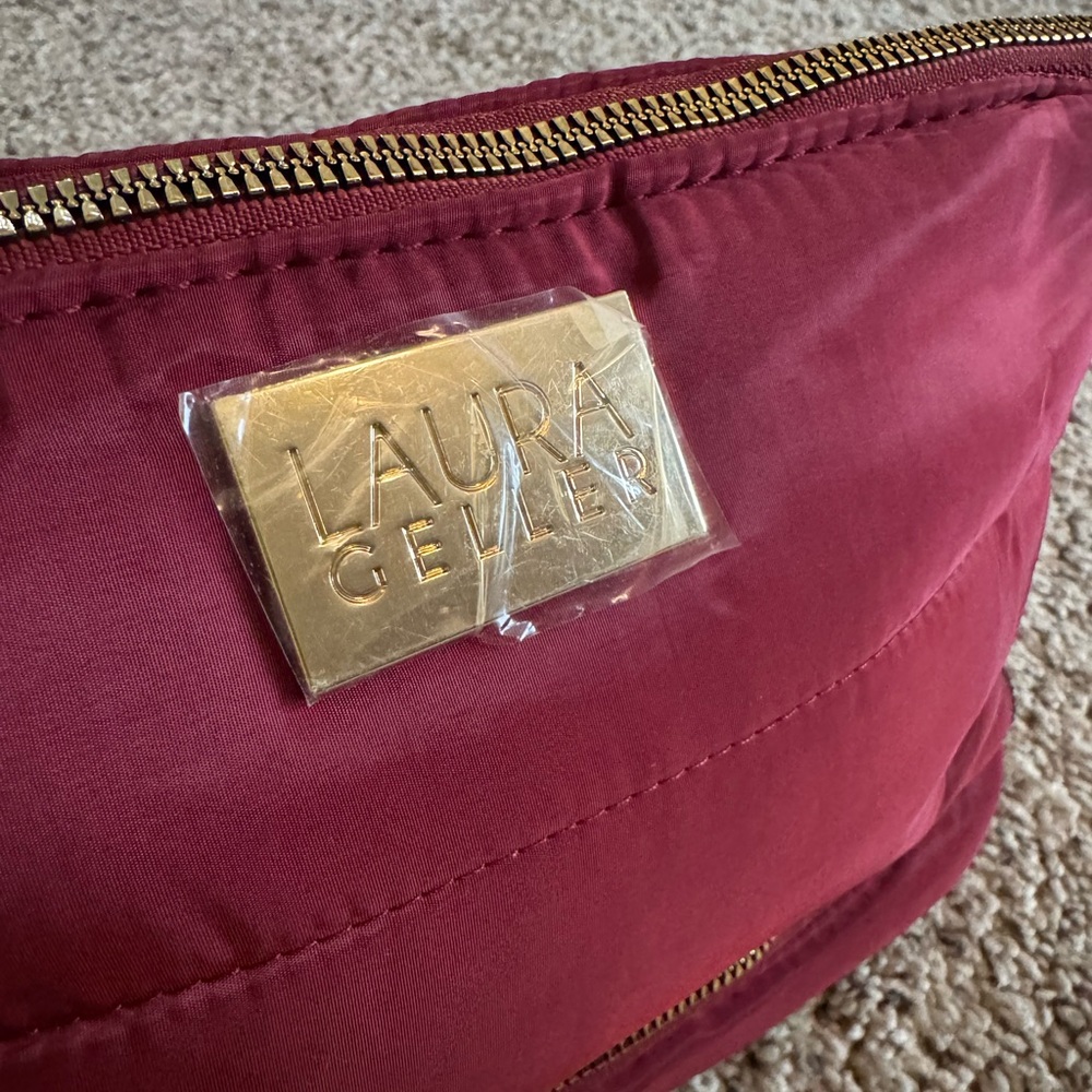 Laura Geller Burgundy Cosmetic Bag with Gold Accents - Picture 2 of 12